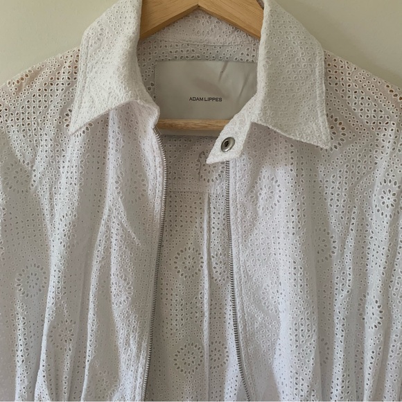 Adam Lippes Roderie-Anglaise Zip-Up Jacket Anorak In Cotton Eyelet White - Picture 5 of 8